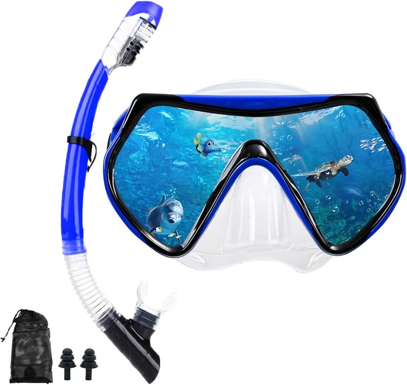 DIPUKI Snorkeling Gear for Adults, Dry Snorkel Mask Set, Scuba Diving Snorkle mask Set Adult, Panoramic Wide View Anti-Fog Dive mask, Swimming Diving Snorkeling Packages - Image 1